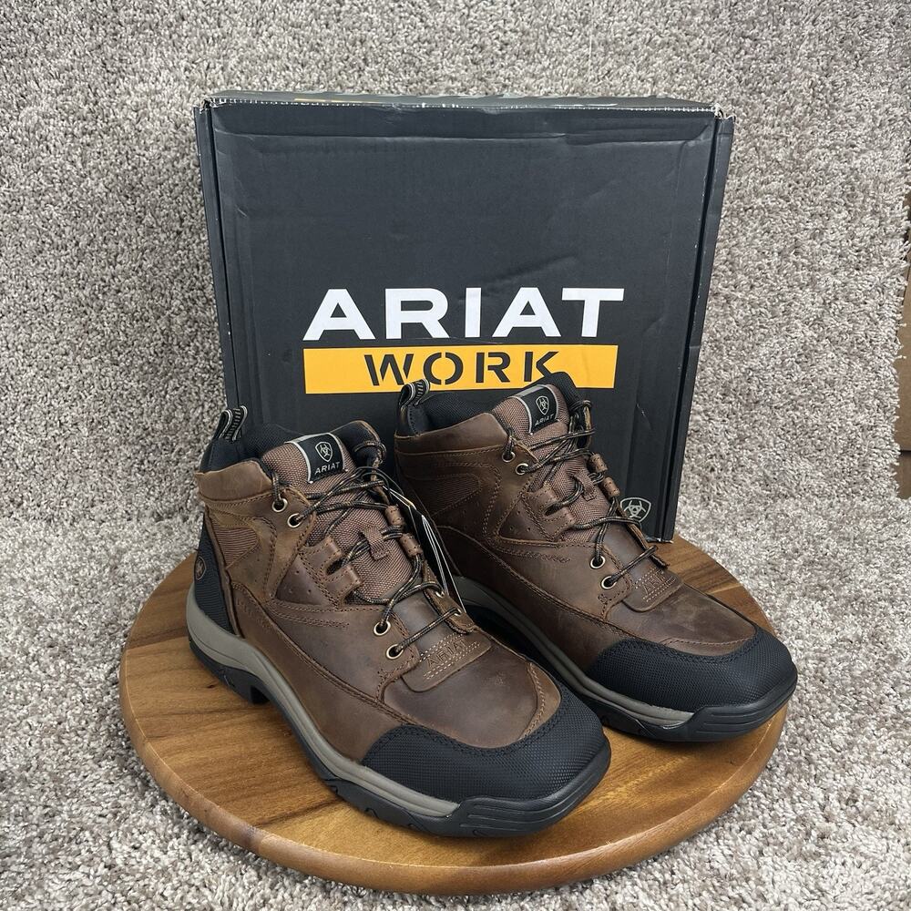 Ariat Mens Terrain Steel Toe Size 10 Wide Boots Square Toe Distressed Brown NEW